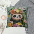 thumbnail image 2 of Throw Pillow Cover Sloth Cute Cartoon Animal Botanical Art Flower Nature Smile Summer Wild Square Pillow Case Cushion Cover for Home Car Decorative Cotton Linen, 2 of 5