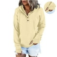 thumbnail image 2 of Winter Savings Clearance! Lindreshi Hoodies for Women Women's Oversized Sweatshirts Long Sleeve Button Fashion Trendy Sweatshirt Jackets Hooded Cute Comfy Clothes with Cover Finger, 2 of 6