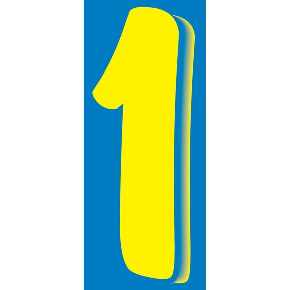 SSWBasics 11 1/2" Windshield Numbers And Symbols - Yellow/Blue - "1" - 6 1/2ʺW x 11 1/2ʺH - Pack of 12