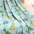 thumbnail image 3 of LightBlue Cartoon Dinosaurs Cacti Pattern Blanket,Comfortable Soft Flannel Throw Blanket,All Season,Warm Lightweight Blankets for Sofa Bed Couch Living Room Chair,60"x80", 3 of 4
