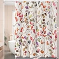 thumbnail image 3 of Colorful Floral Shower Curtains for Bathroom, Bath Decor, Watercolor Leaves Plant Fabric Shower Curtains Set with 12 Plastic Hooks, Water Resistant, 72x72 inch, 3 of 6