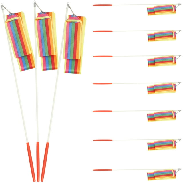 10Pcs Dance Streamers Creative Dancing Ribbons Children Performance Ribbons with Handle
