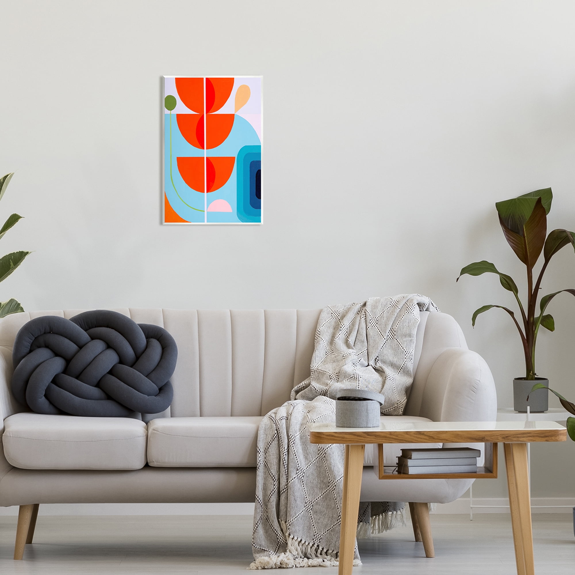 Stupell Industries Red & Blue Modern Shapes Abstract Painting Unframed Art Print Wall Art, 13 x 19