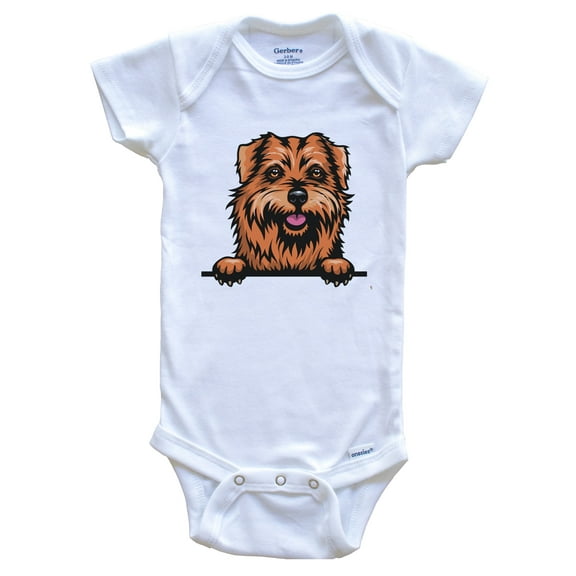 Norfolk Terrier Dog Breed Cute Baby Bodysuit, 0-3 months white