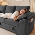 thumbnail image 6 of YOKWOK 107.8 Inch Convertible Sectional Sofa for Living Room, Large L-Shaped 7 Seat Plush Ribbed Fabric Sofa with Pull Out Couch Bed, 3-In-1 Sleeper Sofa Bed with Hidden Storage Space, Dark Grey, 6 of 9