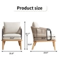 thumbnail image 3 of Bonzy Home Braid Accent Chair, Mid-Century Modern Armchair with Metal Armrests & Wood Frame, Braided Backrest for Living Room, Bedroom, 3 of 7