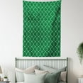 thumbnail image 4 of Quatrefoil Decor Tapestry, Four Leaf Clover on Moroccan Trellis Mosaic Digital Print House Cafe Decor, Wall Hanging for Bedroom Living Room Dorm Decor, 60W X 80L Inches, Green, by Ambesonne, 4 of 5