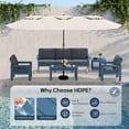 thumbnail image 4 of SERWALL Outdoor Patio Furniture Set, 7-Piece HDPE Outdoor Sofa Set Patio Conversation Set, Blue Frame with Grey Cushions, 4 of 9