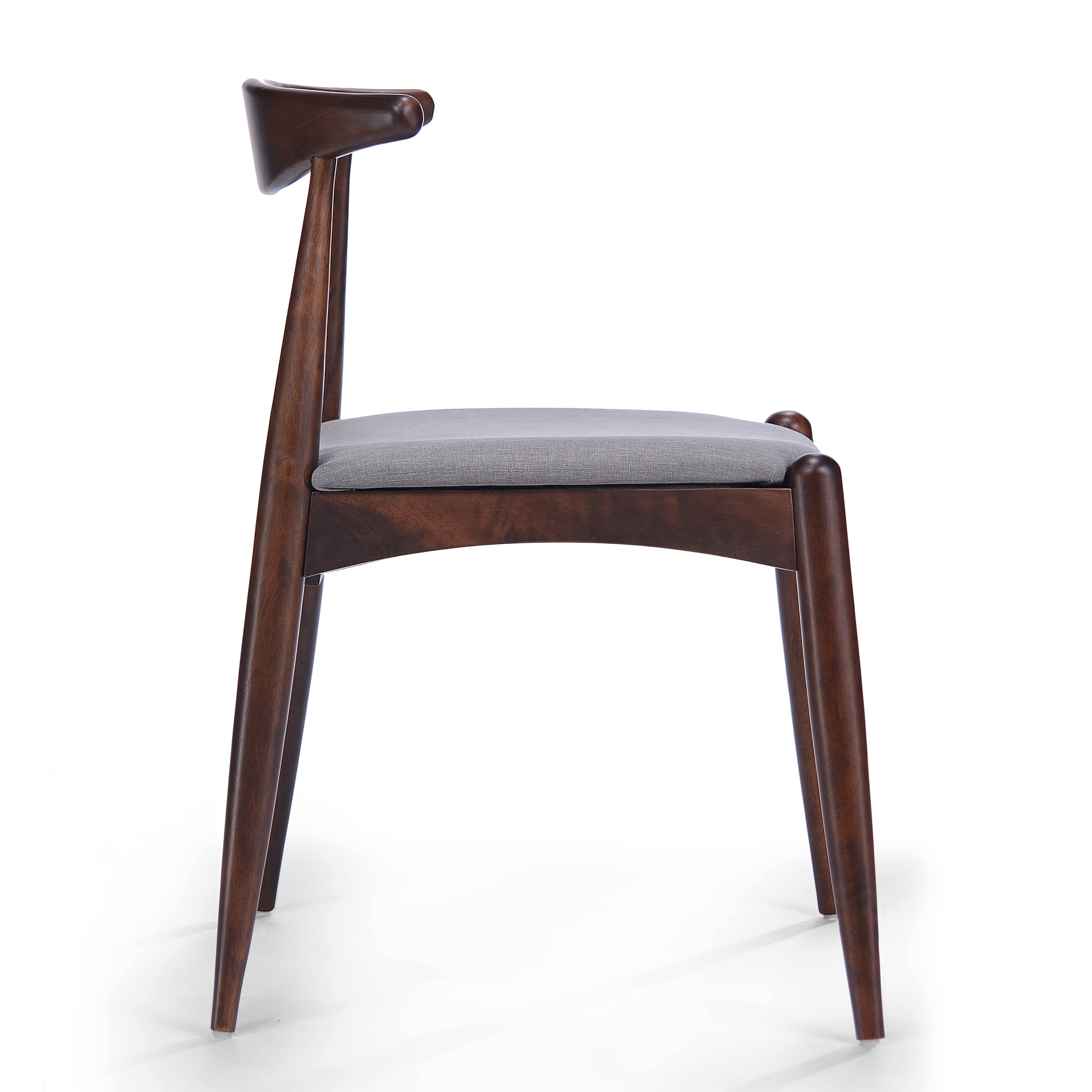 GDF Studio Virgil Mid Century Modern Fabric Upholstered Dining Chairs, Set of 2, Light Gray and Walnut
