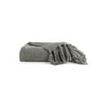 thumbnail image 4 of Comfort Canopy - Gray Throw Blanket Slub-Yarn Basketweave with Fringed Edges, 4 of 10