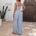 thumbnail image 6 of Mifsaly Womens Jumpsuits for Summer Boho Patterned Sleeveless Romper with Tie Shoulder Straps and Pockets Beach Vacation Casual One Piece Outfits Blue,XL, 6 of 8