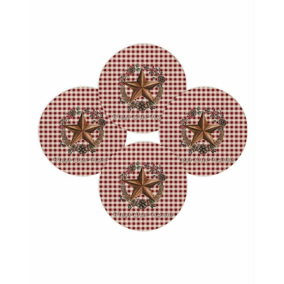 Round Placemats Set of 4 Western Barn Stars Berry Place Mats Washable Woven Placemat Bless This Home Red Plaid Circle Braided Table Mat for Kitchen Dining Table Party Home Decor 15 Inch