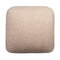 LR Home Boucle Performance Indoor Pouf in Taupe,  18" x 18" x 18"