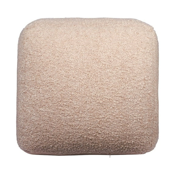 LR Home Boucle Performance Indoor Pouf in Taupe,  18" x 18" x 18"