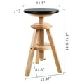 thumbnail image 7 of eHemco Swivel Solid Wood Adjustable Bar Stool, 18.9 to 25.2 Inches, Natural Base with Black Top, 7 of 7