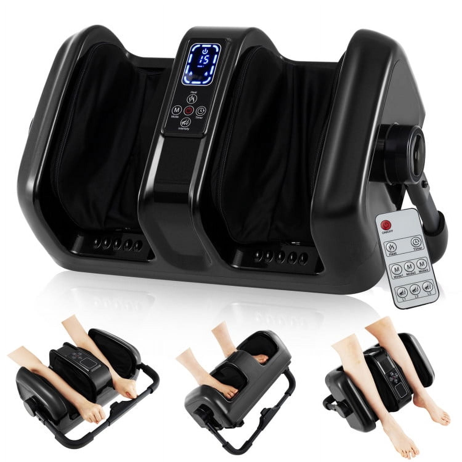 Barara King Foot Massagers,Foot Relaxation,Foot and Calf Massager with Heat Shiatsu Deep Kneading Rolling Smart Electric Leg Massager-Black