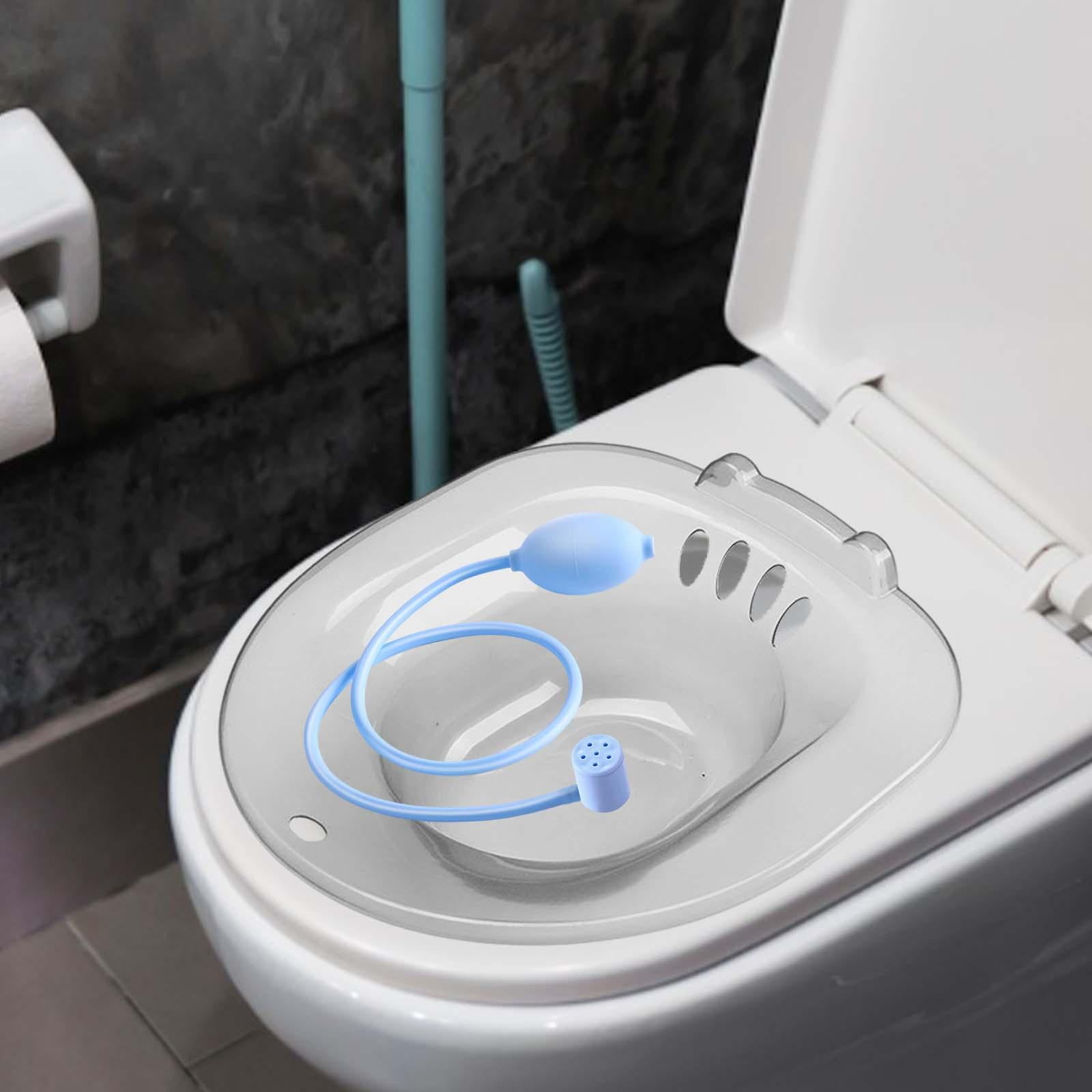 Sits Bath Bidet Hip Bath Portable with Flusher Comfortable Toilet Seat Basin Washing Bowl Cleansing Basin for Travel Restroom