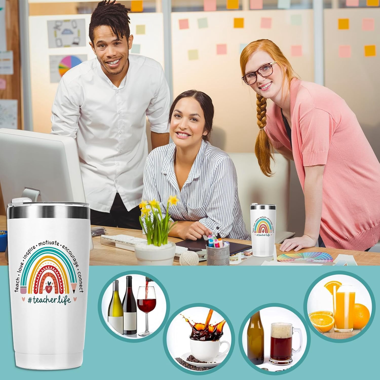 Teacher Gifts for Women 2025,Teacher Appreciation Gifts Tumbler for Women Men Girls Thank You Funny Gift Ideas Valentines Day Gifts for Teachers 20oz Tumbler