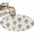 thumbnail image 2 of Marine Life Round Living Room Rugs 3.3 ft, Vintage Ocean Green Fish Stripes Linen Texture Washable Area Rug with Non-Slip Sturdy Edge Binding Round Front Door Mat Floor Carpet for Entryway, 2 of 9