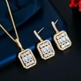 thumbnail image 2 of 18k Yellow Gold Plated CZ Square Dangle Earrings Pendant Necklace Jewelry Set, 2 of 9