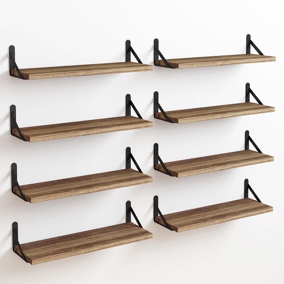 Estantes flotantes Fixwal de madera rústica para pared de 12 cm de ancho, juego de 8