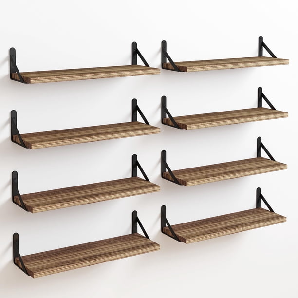 Estantes flotantes Fixwal de madera rústica para pared de 12 cm de ancho, juego de 8