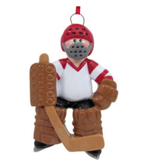 Hockey Goalie with in Red Uniform Sports Christmas Ornament Tree