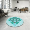 thumbnail image 4 of Ahgly Company Machine Washable Indoor Round Transitional Tron Blue Area Rugs, 6' Round, 4 of 7