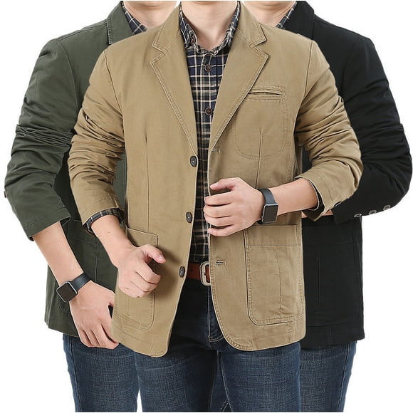 Traje de algodón de talla grande para primavera y otoño, traje informal coreano para hombre, chaqueta occidental