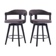 thumbnail image 2 of Joyyskill Swivel Bar Stools Set of 2, 26” Wood Counter Height Barstools with Curved Back, Mid Century Modern Linen Upholstered Bar Chairs, Black/Dark Grey, 2 of 7