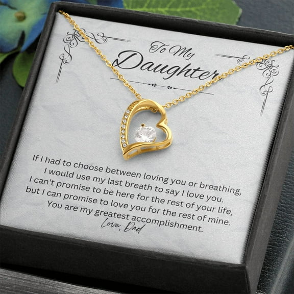 To My Daughter Love Dad Heart Pendant Necklace Sentimental Gift from Father, White Forever Love Necklace