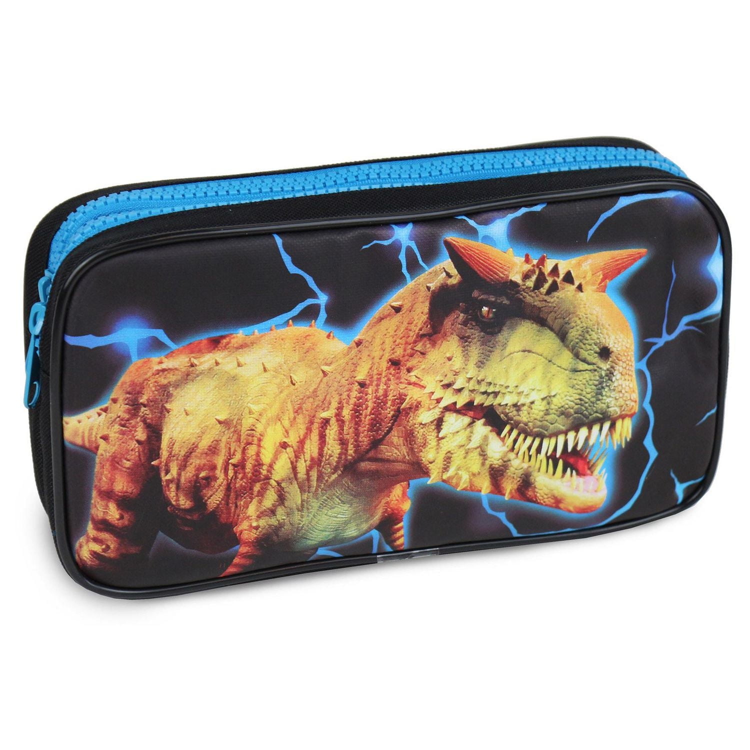 Pen + Gear Trousse à crayons dinosaure à 2 fermetures éclair avec T-Rex et motif d’éclairs