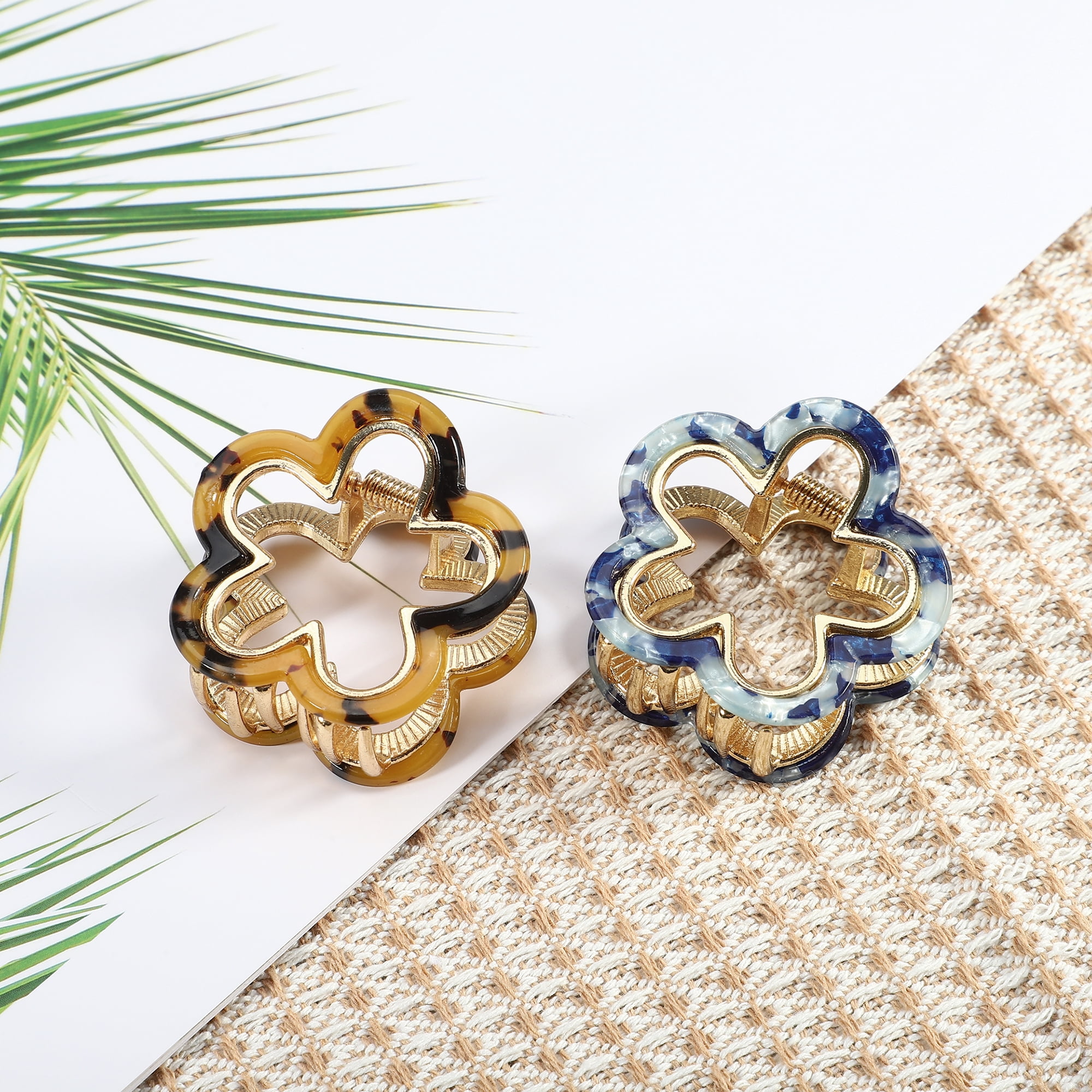 Unique Bargains 2Pcs Flower Hair Claw Clip Non-Slip Cute Acrylic Hair Claw Clip Multicolor