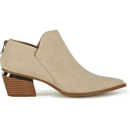 

Women s Low Cut Ankle Boots Pointed Toe Chunky Stacked Heel Metal Detail Back Zipper Booties