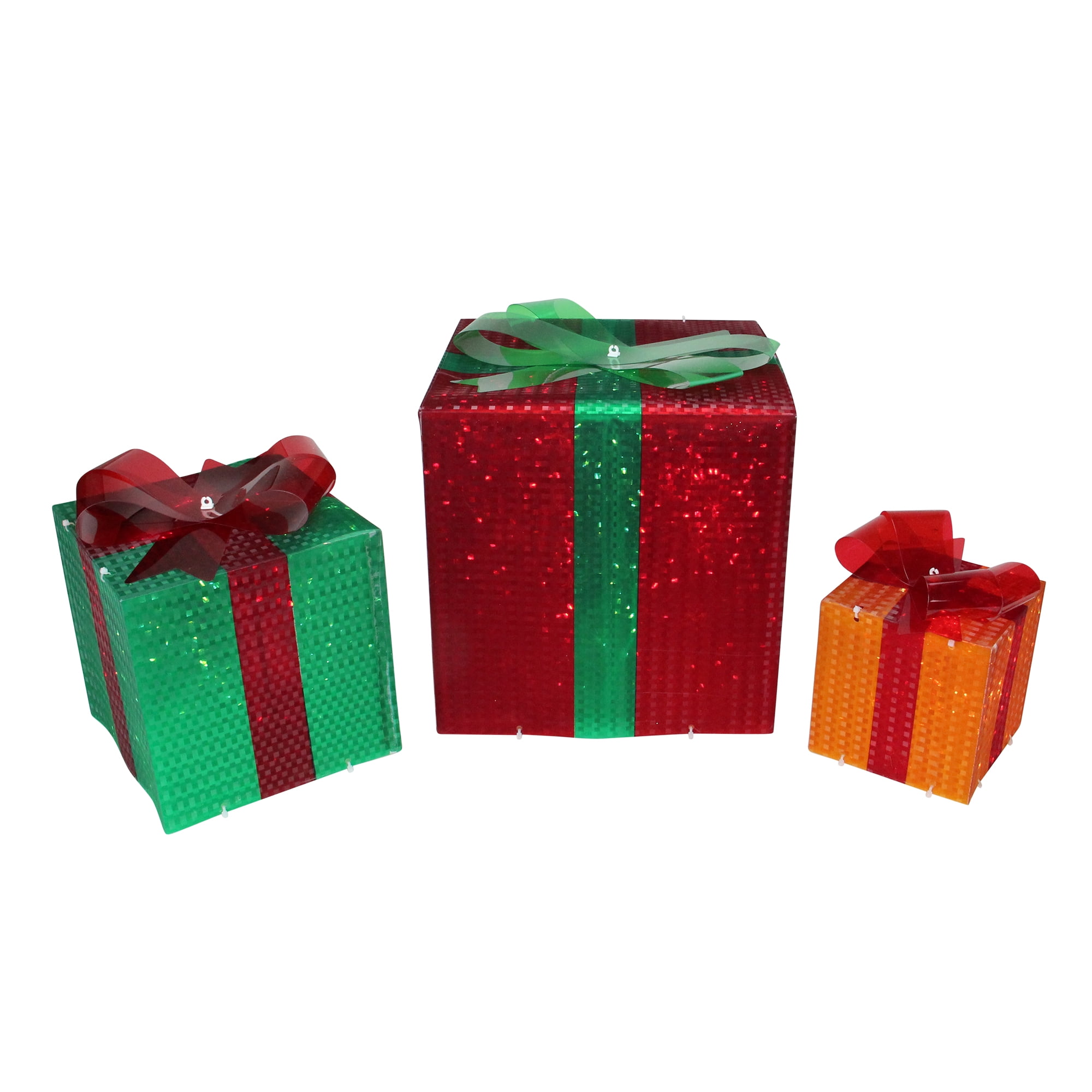 Homegear Christmas Set of 3 Pre-lit Gift Present Boxes with 60 LED Lights 