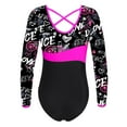 thumbnail image 3 of Sholeno Kids Girls Long Sleeve Gymnastics Leotards Ballet Dancewear One-piece Short Unitard Bodysuit Rock Rose 14, 3 of 6