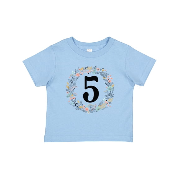 Inktastic 5th Birthday Flowered Wreath 5 Year Old Girl Girls Toddler T-Shirt