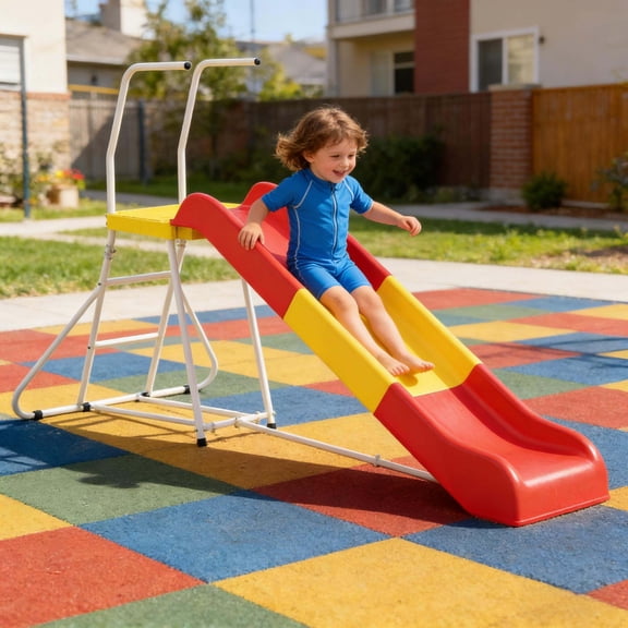 Childrens Slide, Kids Slide,Metal Freestanding Playground Equipmen, Red,Yellow Kids Slide,Hdpe,Polypropylene,Steel Plastic Kids Slide, Toys Kids Slides