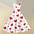 thumbnail image 2 of LWavelet 2026 Valentine's Soft Girl Aesthetic Sundress, Spaghetti Strap Heart Print Coffee Date Slimming Waist Dress Red M, 2 of 4