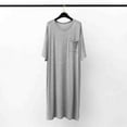thumbnail image 3 of Kureaily Male Solid Color Short Sleeve Round Neck Nightdress Pocket Robe Homewear Mens Sets Loungewea, 3 of 9