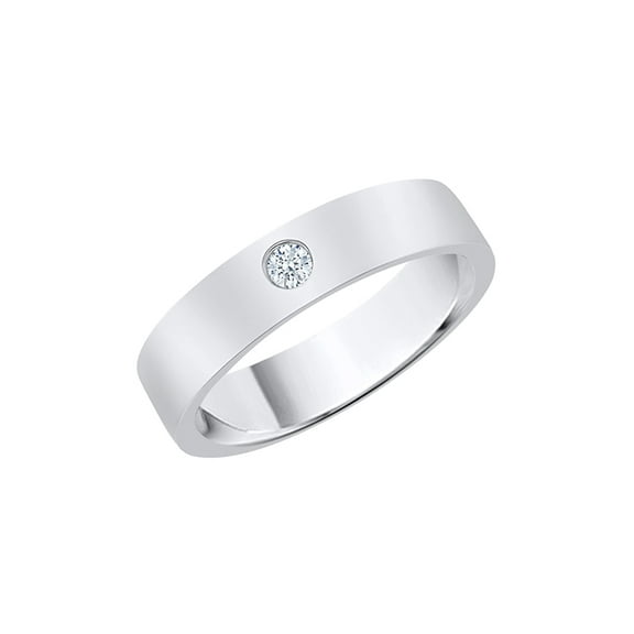 Diamond Men's Wedding Band in 14K White Gold (1/10 cttw) (I-Color, SI3-I1 Clarity) (Size-9.25)