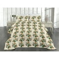 thumbnail image 2 of Ambesonne Nasturtium Quilted Coverlet 3 Pcs, Fantasy Jungle Artwork, King Size, Jade Green Pastel Green, 2 of 4