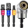 thumbnail image 1 of TFixol Impact Grade Power Hand Tools Driver Sockets Adapter Extension Set 3Pcs 1/4 3/8 1/2 inch Hex Shank Drill Nut Driver Bit Set+105 Degree Right Angle Driver Extension Screwdriver Drill Attachment, 1 of 7