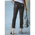 thumbnail image 3 of Asyoly Women Pull-on Denim Joggers Elastic Waist Stretch Pants Distressed Ripped Jeans, 3 of 7