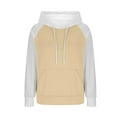 thumbnail image 5 of Htigea Long Sleeve Hoodies for Women Casual Loose Fit Tunic Tops Trendy Color Block Hooded Sweatshirts with Pockets Beige S, 5 of 7