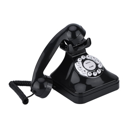 Electronic Accessories Vintage Black Multi Function Plastic Home Telephone with Flash Redial and Reserve Operation Traditional Bell Skid Proof Pedestal for Home Decoration Vintage Appearan