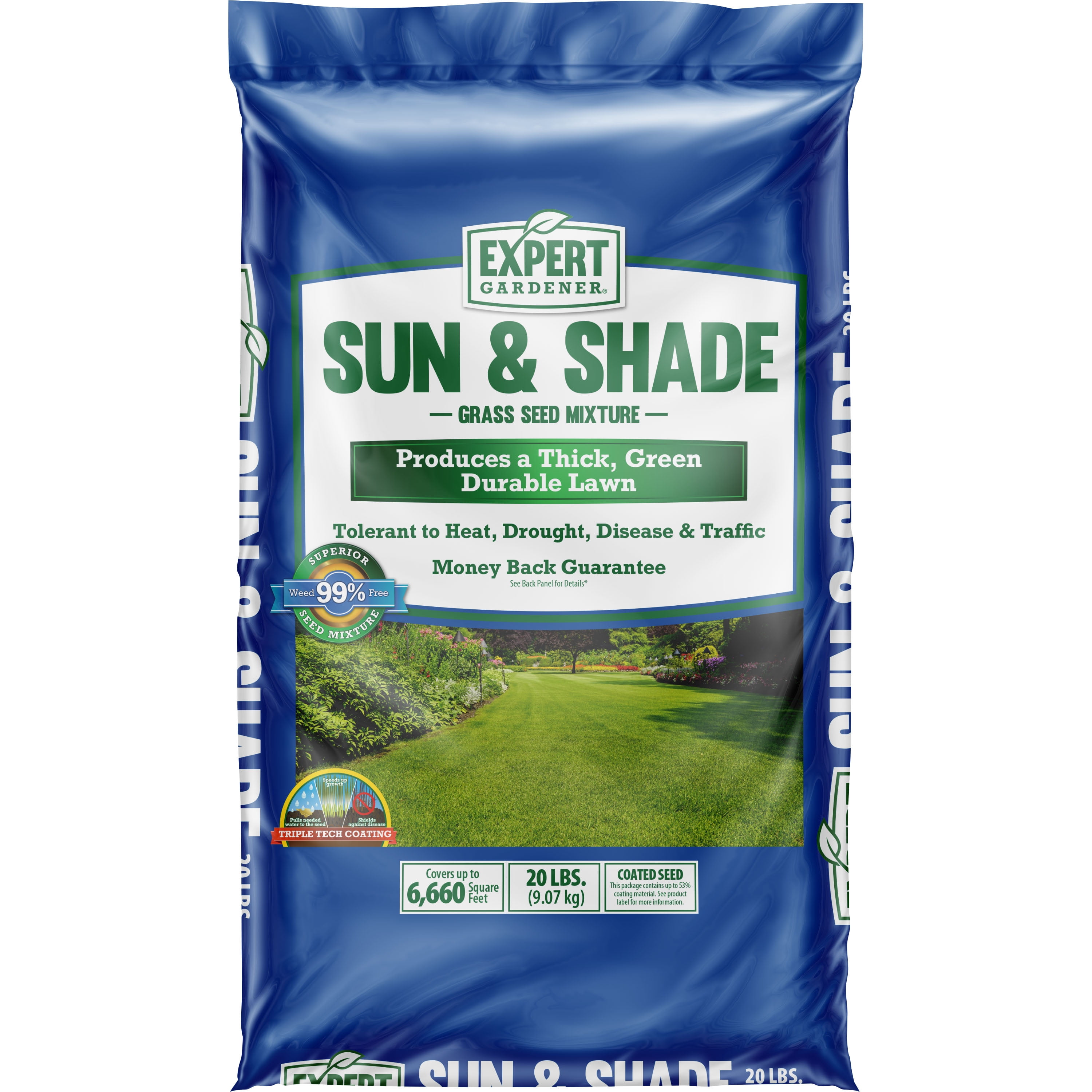 Expert Gardener Sun & Shade Southern Grass Seed Mix, for Sun to Partial Shade, 20 lb.
