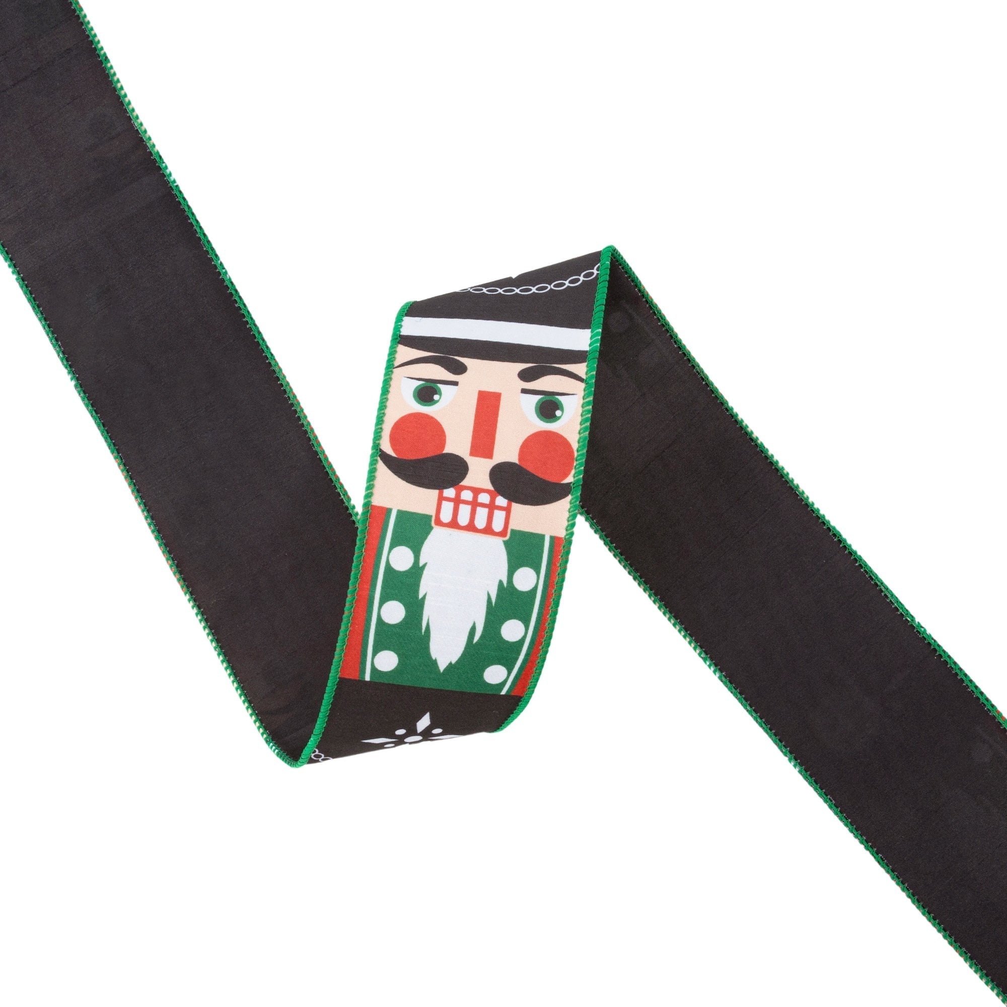 LaRibbons 2 1/2" Wired Ribbon, Nutcracker Face Black Backing, 10 Yard Spool