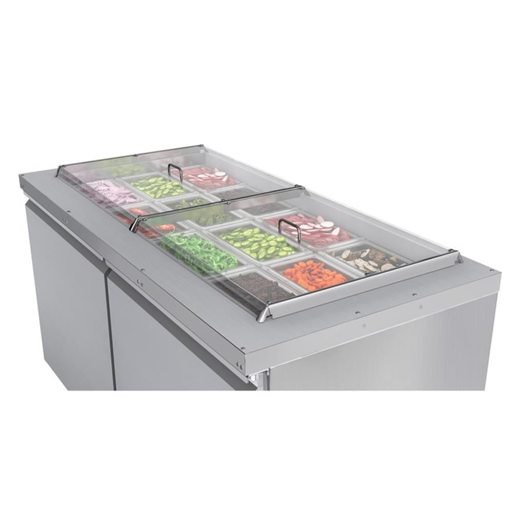Pemberly Row 60" Commercial Refrigerated Prep Station Cold Table Refrigerator