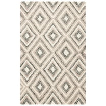 SAFAVIEH Micro-Loop Steve Geometric Diamonds Wool Area Rug, Grey/Ivory, 2'6" x 4'